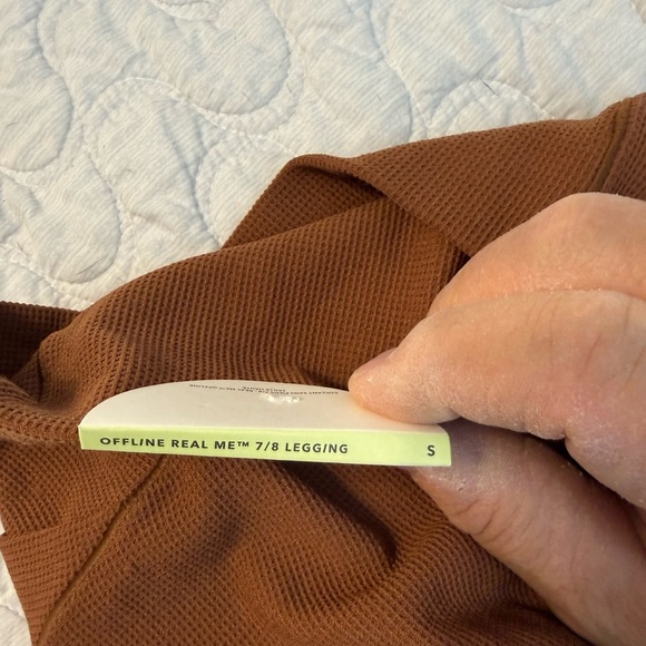 Aerie Offline Real Me 7/8 Waffle Knit High Waisted Crossover Leggings NWT S Rust - Picture 7 of 12